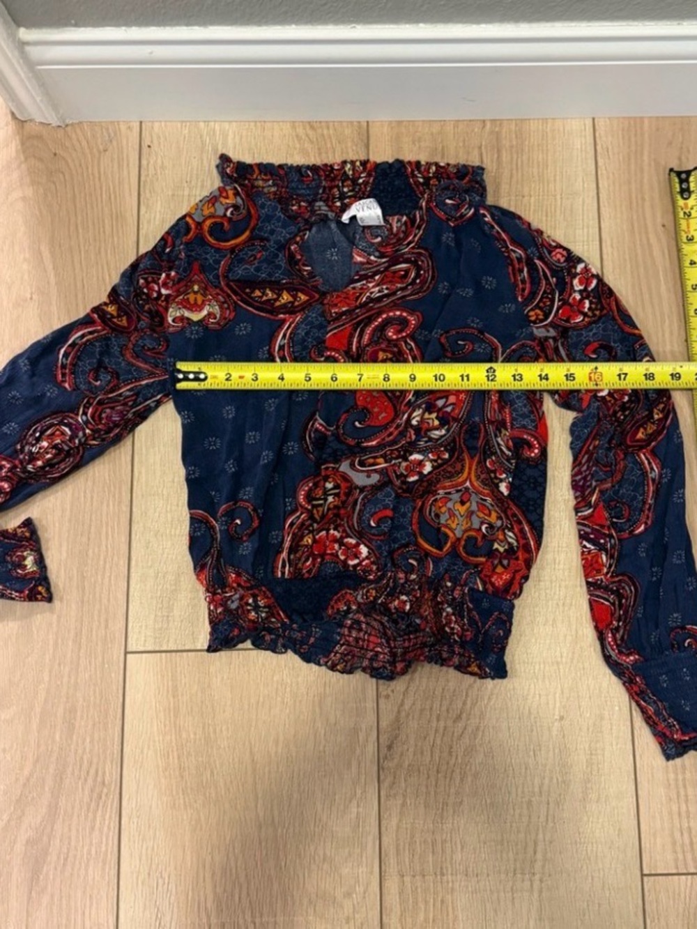 ♥️💕💙Lascana for Venus Paisley Blouse XS Boho Smocked Top Long Sleeve Peasant - Picture 5 of 5